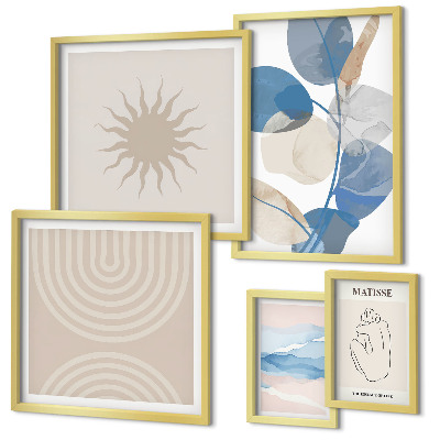 Set de 5 cuadros para salón Plantas abstractas con estilo