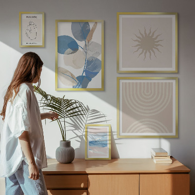 Set de 5 cuadros para salón Plantas abstractas con estilo