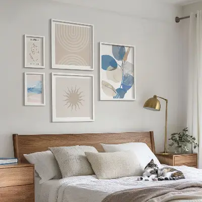 Set de 5 cuadros de plantas abstractas diseño decorativo para salón