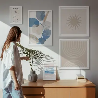 Set de 5 cuadros de plantas abstractas diseño decorativo para salón