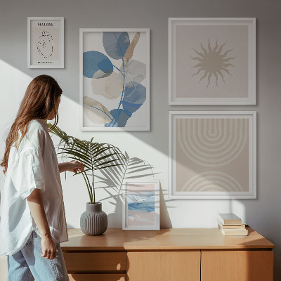 Set de 5 cuadros para salón Plantas abstractas con estilo