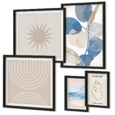 Set de 5 cuadros para salón Plantas abstractas con estilo