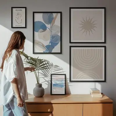 Set de 5 cuadros de plantas abstractas diseño decorativo para salón