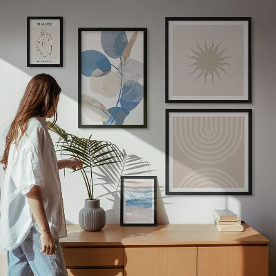 Set de 5 cuadros para salón Plantas abstractas con estilo