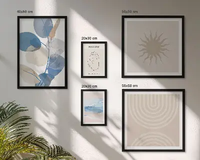 Set de 5 cuadros de plantas abstractas diseño decorativo para salón