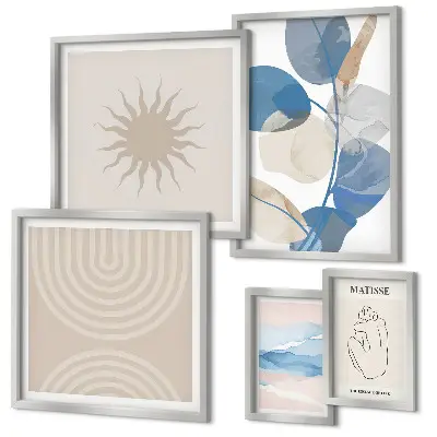 Set de 5 cuadros de plantas abstractas diseño decorativo para salón