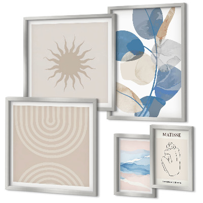 Set de 5 cuadros para salón Plantas abstractas con estilo