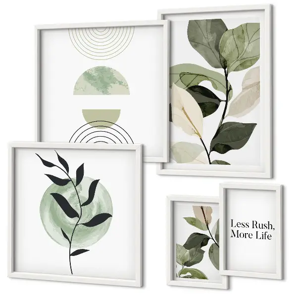 Conjunto de cuadros decorativos con gráficos de plantas elegantes para interiores