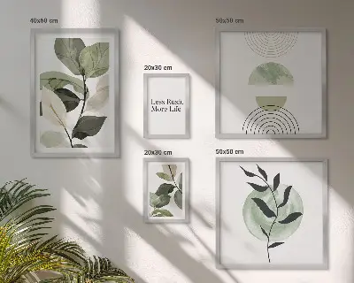 Conjunto de cuadros decorativos con gráficos de plantas elegantes para interiores
