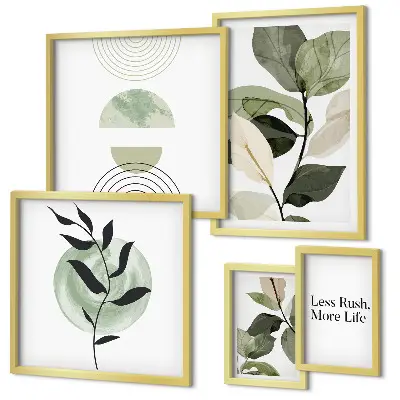 Conjunto de cuadros decorativos con gráficos de plantas elegantes para interiores
