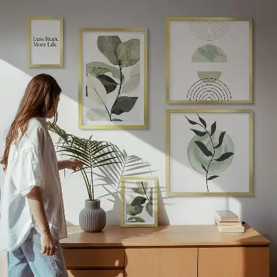 Conjunto de cuadros decorativos con gráficos de plantas elegantes para interiores