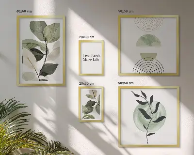 Conjunto de cuadros decorativos con gráficos de plantas elegantes para interiores