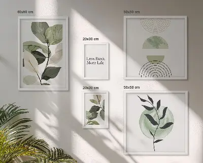 Conjunto de cuadros decorativos con gráficos de plantas elegantes para interiores