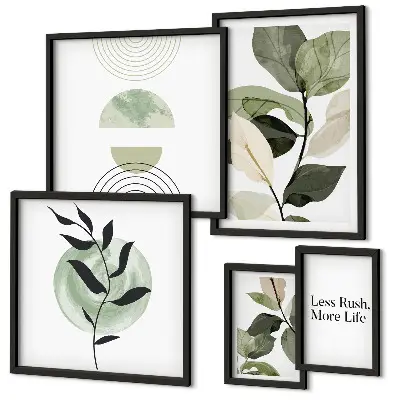 Conjunto de cuadros decorativos con gráficos de plantas elegantes para interiores