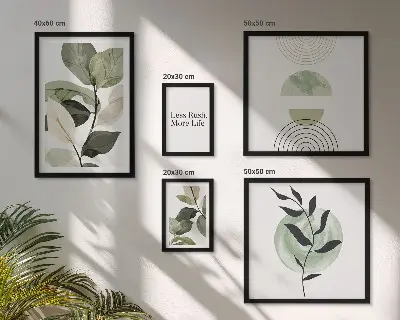 Conjunto de cuadros decorativos con gráficos de plantas elegantes para interiores
