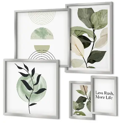 Conjunto de cuadros decorativos con gráficos de plantas elegantes para interiores