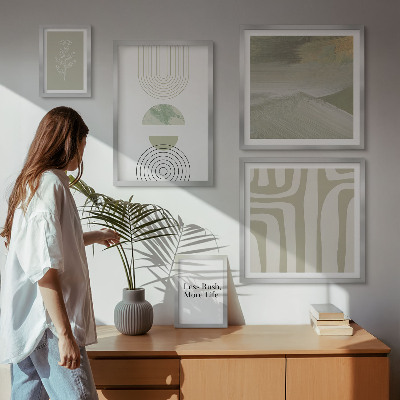 Set de 5 cuadros para salón Gráficos de naturaleza con estilo pastel