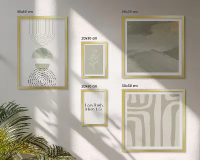 Set de 5 cuadros para salón con gráficos de naturaleza en estilo pastel