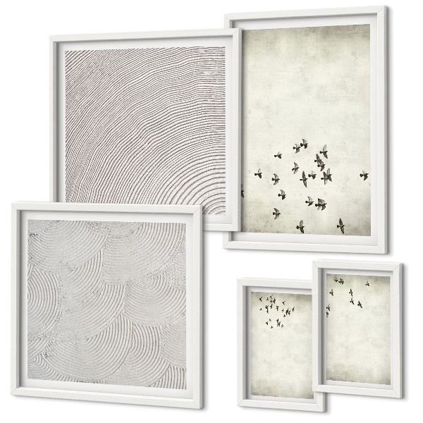 Conjunto de cuadros decorativos Pintura minimalista de pájaros