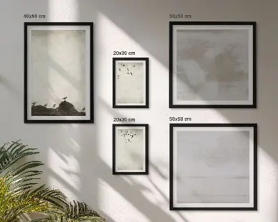 Set de 5 cuadros para salón diseño de bandada de aves estilo industrial