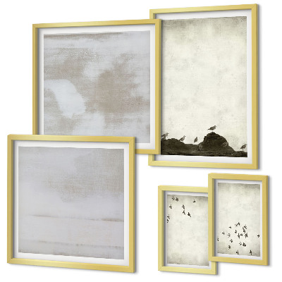 Pared galería de arte Pájaros minimalistas en vuelo