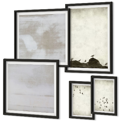 Pared galería de arte Pájaros minimalistas en vuelo