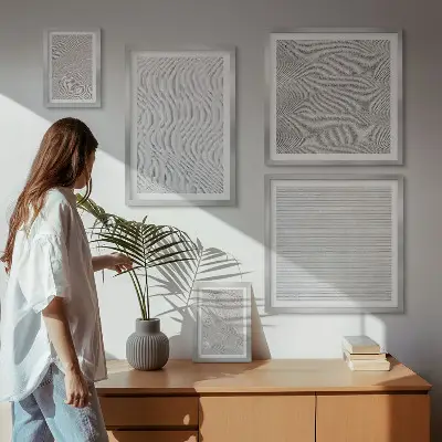 Conjunto de cuadros decorativos con diseño de estructuras geométricas de patrones de arena