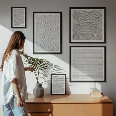 Conjunto de cuadros decorativos con diseño de estructuras geométricas de patrones de arena