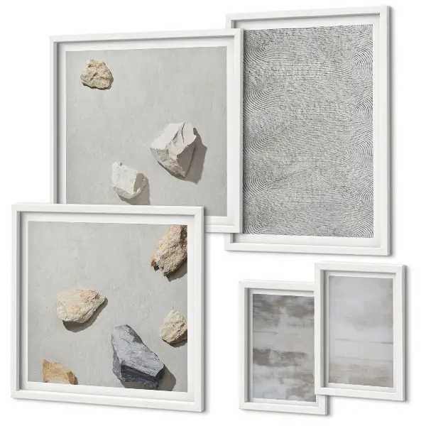 Set de 5 cuadros para salón con diseño de texturas minimalistas modernas