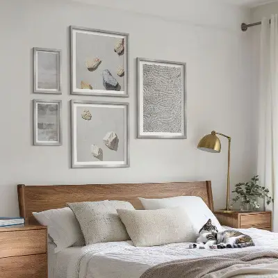 Set de 5 cuadros para salón con diseño de texturas minimalistas modernas