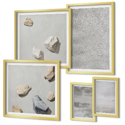 Set de 5 cuadros para salón con diseño de texturas minimalistas modernas
