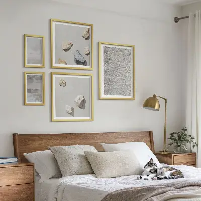 Set de 5 cuadros para salón con diseño de texturas minimalistas modernas