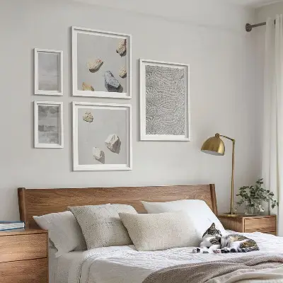 Set de 5 cuadros para salón con diseño de texturas minimalistas modernas