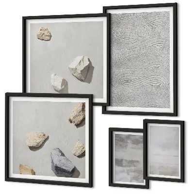 Set de 5 cuadros para salón con diseño de texturas minimalistas modernas