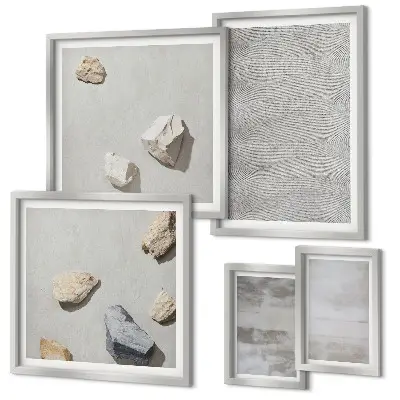 Set de 5 cuadros para salón con diseño de texturas minimalistas modernas