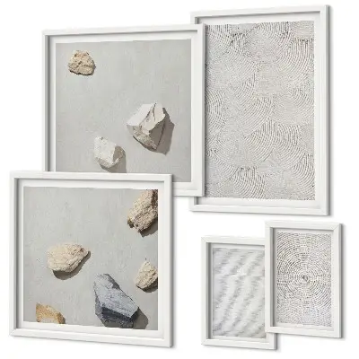 Pared galería de arte diseño de piedras geométricas en cartón