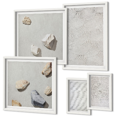 Pared galería de arte piedras geométricas de cartón