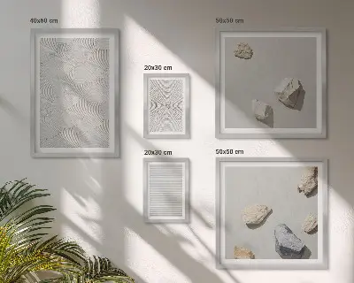 Pared galería de arte diseño de piedras geométricas en cartón