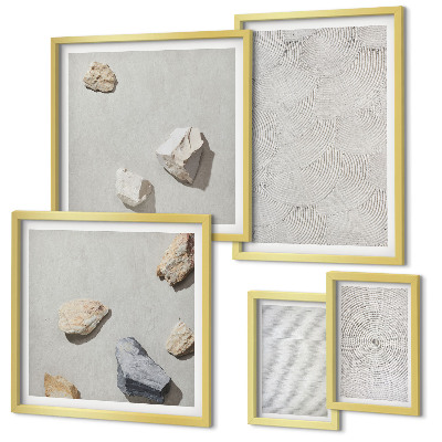 Pared galería de arte piedras geométricas de cartón