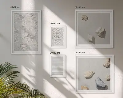 Pared galería de arte diseño de piedras geométricas en cartón