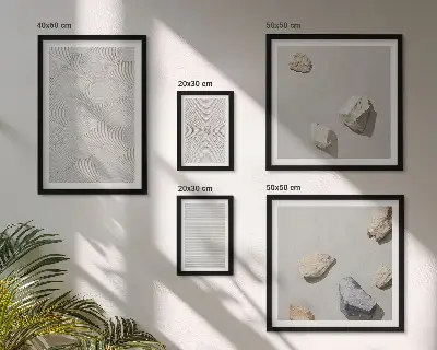 Pared galería de arte diseño de piedras geométricas en cartón