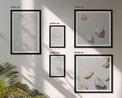 Pared galería de arte piedras geométricas de cartón