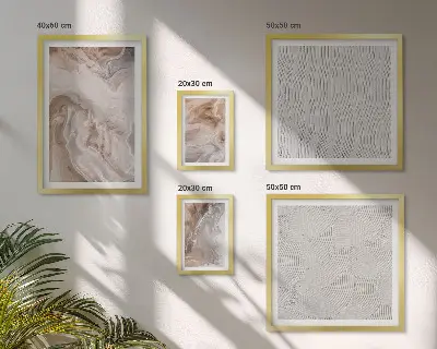 Set de 5 cuadros para salón con diseño de textura de piedra y patrones de mármol