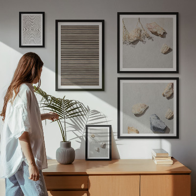 Pared galería de arte Texturas naturales de madera y piedras