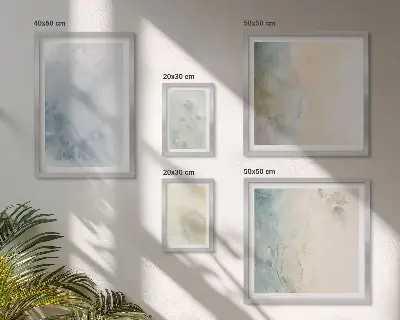 Conjunto de cuadros decorativos con acuarelas en tonos pastel sobre lienzo