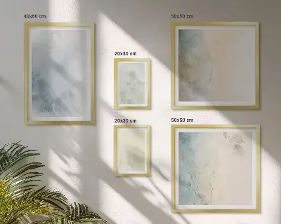 Conjunto de cuadros decorativos con acuarelas en tonos pastel sobre lienzo