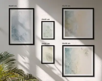 Conjunto de cuadros decorativos con acuarelas en tonos pastel sobre lienzo