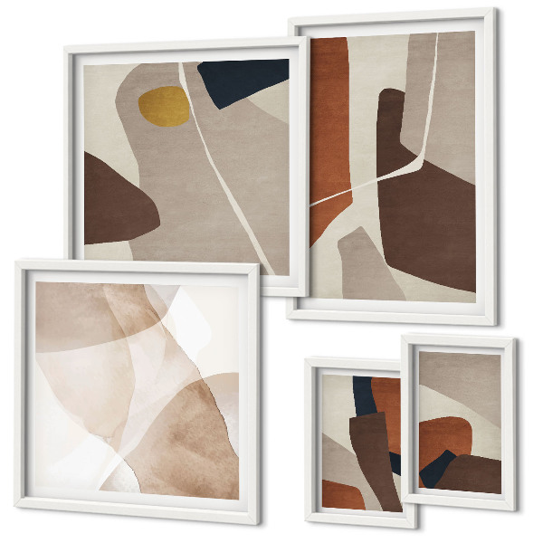 Set de 5 cuadros para salón Formas modernas abstractas