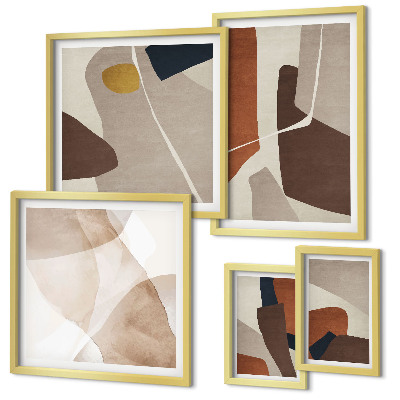 Set de 5 cuadros para salón Formas modernas abstractas