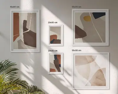 Set de 5 cuadros para salón con diseño de formas abstractas modernas